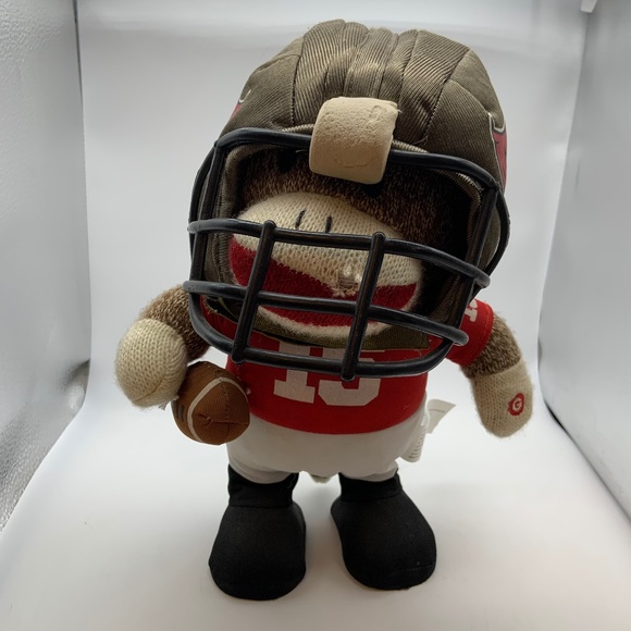 Vintage Gemmy Dancing & Musical Football Player Sock Monkey Animated Plush - Picture 1 of 16